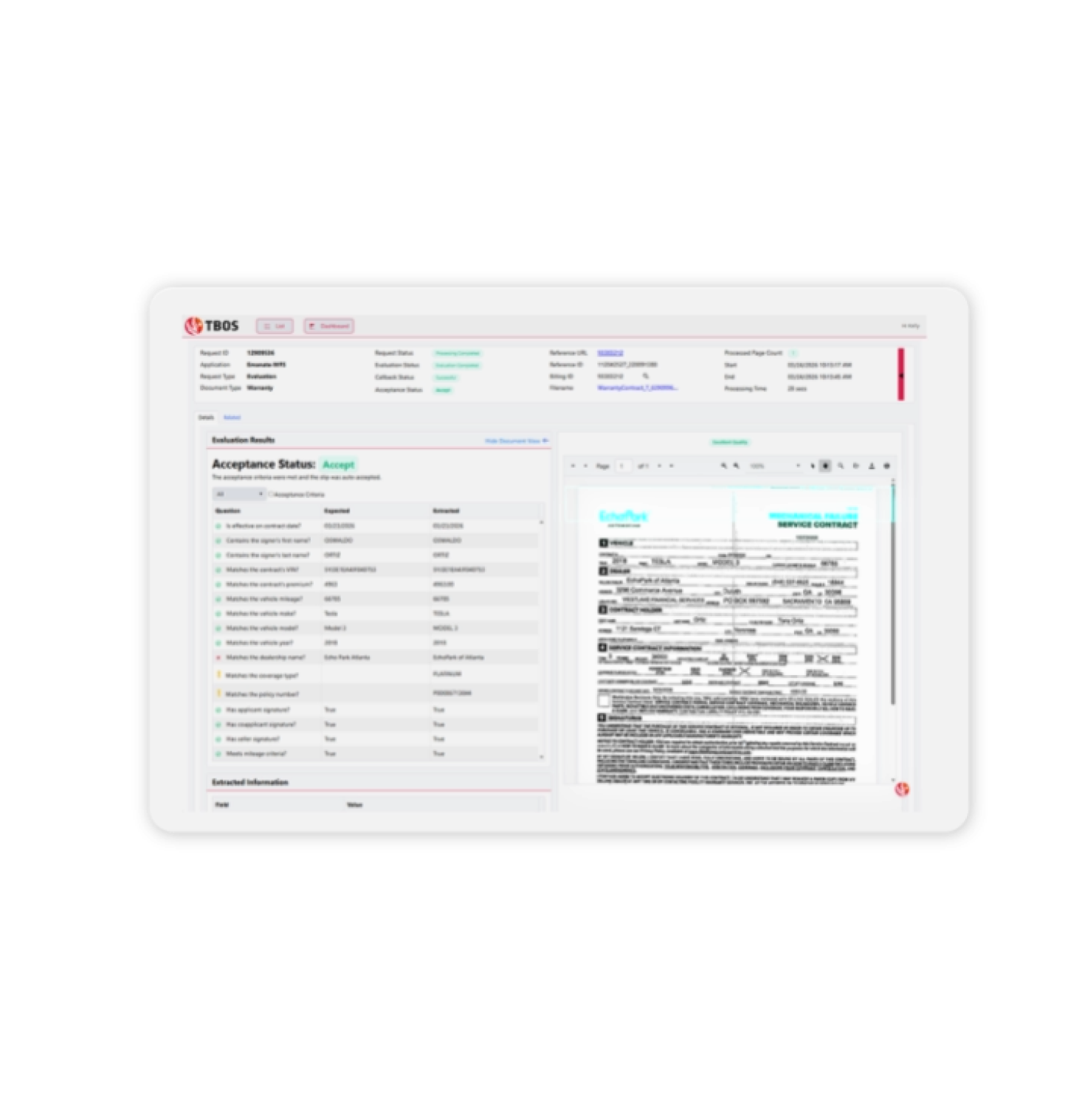 TBOS document intelligence dashboard